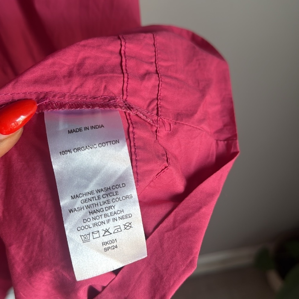 Quince Hot Pink Short-Sleeve Tiered Maxi Dress - Picture 6 of 13